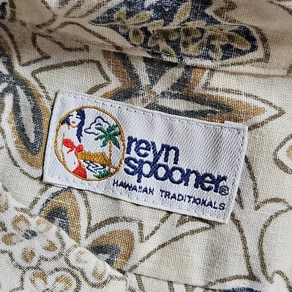 Reyn Spooner Hawaiian Floral Button Down Short Sleeve Shirt 2XL Coastal Beach - Picture 3 of 7
